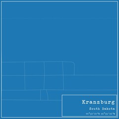 Blueprint US city map of Kranzburg, South Dakota.