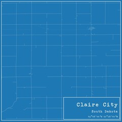 Blueprint US city map of Claire City, South Dakota.
