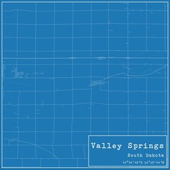 Blueprint US city map of Valley Springs, South Dakota.