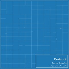 Blueprint US city map of Fedora, South Dakota.