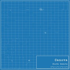 Blueprint US city map of Canova, South Dakota.