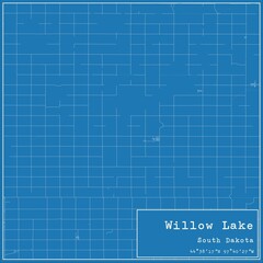Blueprint US city map of Willow Lake, South Dakota.