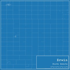 Blueprint US city map of Erwin, South Dakota.