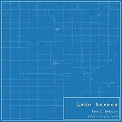 Blueprint US city map of Lake Norden, South Dakota.