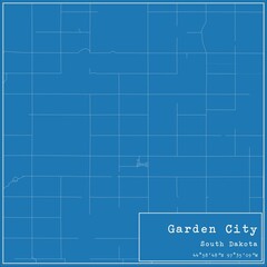 Blueprint US city map of Garden City, South Dakota.