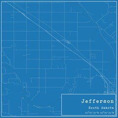 Fototapeta premium Blueprint US city map of Jefferson, South Dakota.