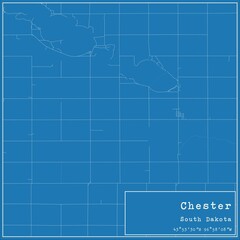 Blueprint US city map of Chester, South Dakota.