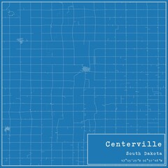 Blueprint US city map of Centerville, South Dakota.