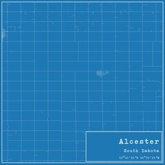 Blueprint US city map of Alcester, South Dakota.