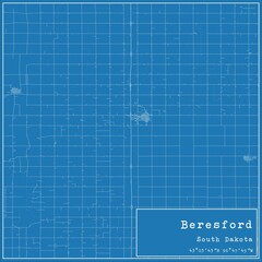Blueprint US city map of Beresford, South Dakota.