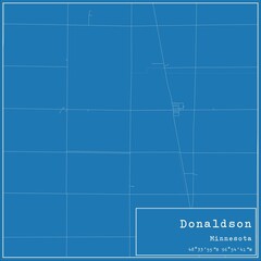 Blueprint US city map of Donaldson, Minnesota.
