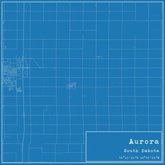 Blueprint US city map of Aurora, South Dakota.