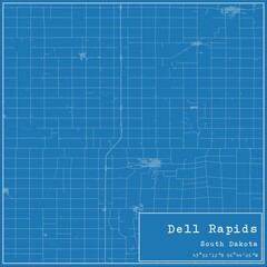 Blueprint US city map of Dell Rapids, South Dakota.