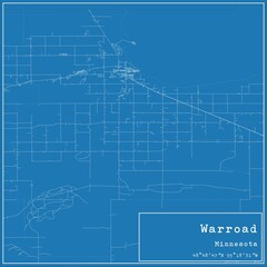 Blueprint US city map of Warroad, Minnesota.