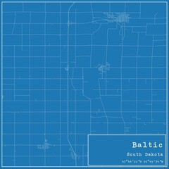 Blueprint US city map of Baltic, South Dakota.