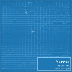 Blueprint US city map of Warren, Minnesota.