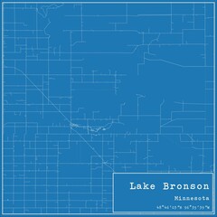 Blueprint US city map of Lake Bronson, Minnesota.