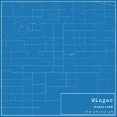 Blueprint US city map of Winger, Minnesota.