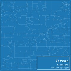 Blueprint US city map of Vergas, Minnesota.