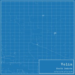 Blueprint US city map of Volin, South Dakota.