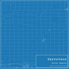 Blueprint US city map of Garretson, South Dakota.