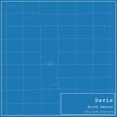 Blueprint US city map of Davis, South Dakota.