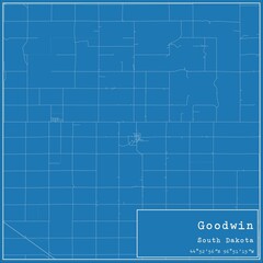 Blueprint US city map of Goodwin, South Dakota.