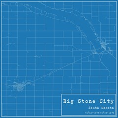 Blueprint US city map of Big Stone City, South Dakota.