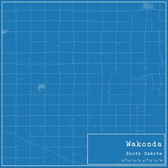 Blueprint US city map of Wakonda, South Dakota.