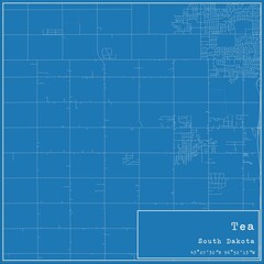 Blueprint US city map of Tea, South Dakota.