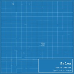 Blueprint US city map of Salem, South Dakota.