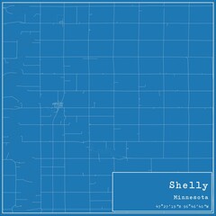 Blueprint US city map of Shelly, Minnesota. - obrazy, fototapety, plakaty