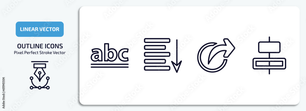 Poster user interface outline icons set. user interface thin line icons pack included lowercase, sort down,