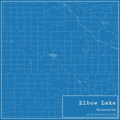 Blueprint US city map of Elbow Lake, Minnesota.
