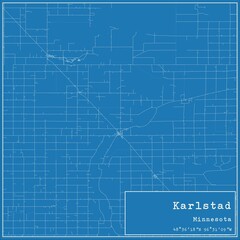 Blueprint US city map of Karlstad, Minnesota.