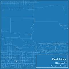 Blueprint US city map of Redlake, Minnesota.