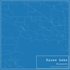 Blueprint US city map of Squaw Lake, Minnesota.