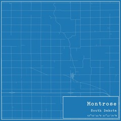 Blueprint US city map of Montrose, South Dakota.