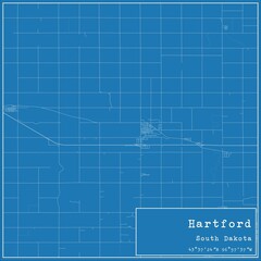 Blueprint US city map of Hartford, South Dakota.