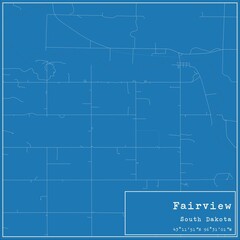 Blueprint US city map of Fairview, South Dakota.