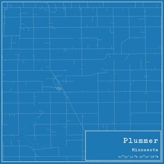 Blueprint US city map of Plummer, Minnesota.