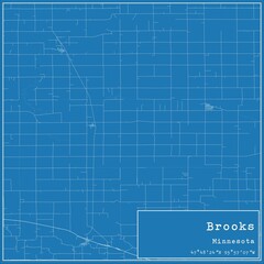 Blueprint US city map of Brooks, Minnesota.