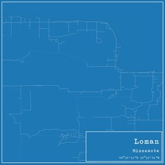 Blueprint US city map of Loman, Minnesota.