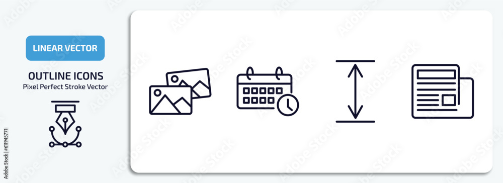 Poster user interface outline icons set. user interface thin line icons pack included image variant, timeta