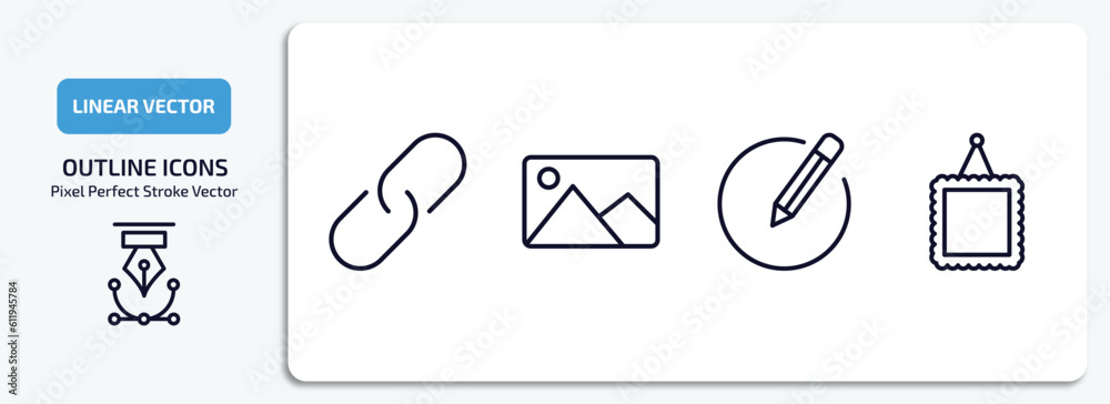 Poster user interface outline icons set. user interface thin line icons pack included images interface, ima