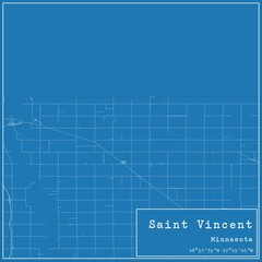 Blueprint US city map of Saint Vincent, Minnesota.