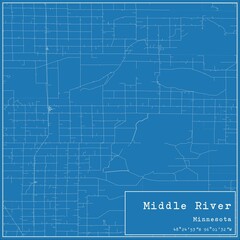 Blueprint US city map of Middle River, Minnesota.