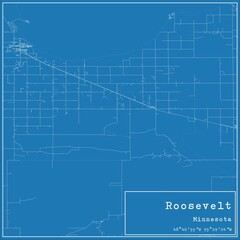 Blueprint US city map of Roosevelt, Minnesota.