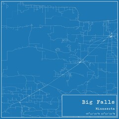 Blueprint US city map of Big Falls, Minnesota.