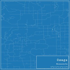 Blueprint US city map of Osage, Minnesota.
